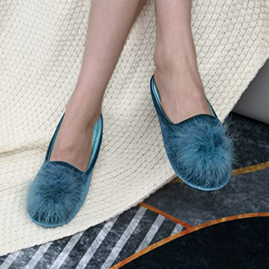 GRITHEIM Women's Fuzzy Pom Pom - Insole Memory Foam avaliação e preço