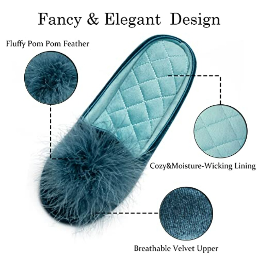 GRITHEIM Women's Fuzzy Pom Pom - Insole Memory Foam avaliação e preço