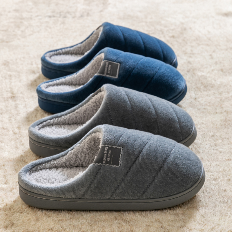 Men's Winter Plush Slippers -  - Insole Memory Foam avaliação e preço