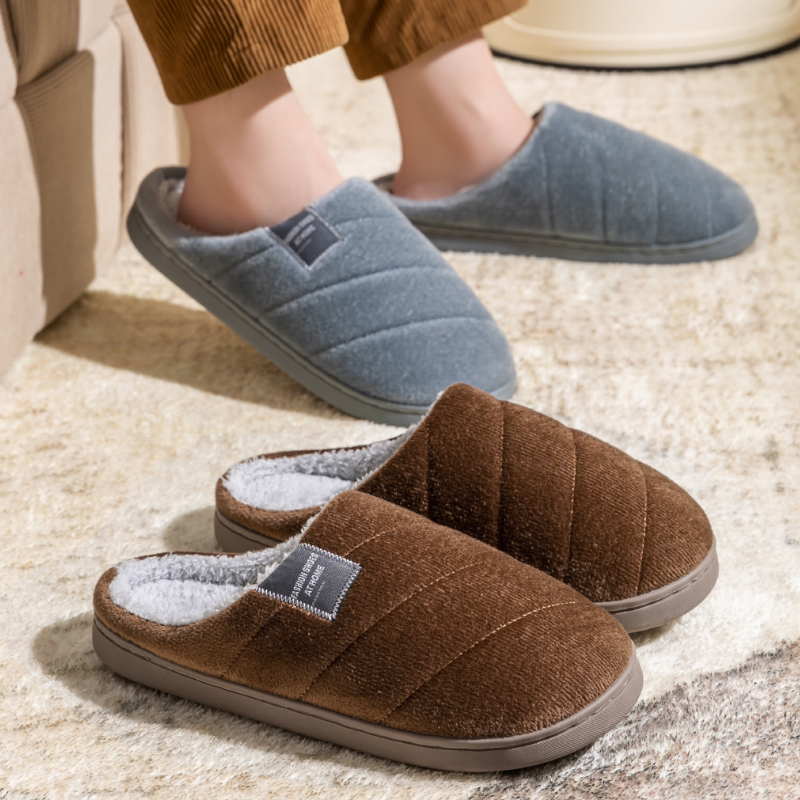 Men's Winter Plush Slippers -  - Insole Memory Foam avaliação e preço