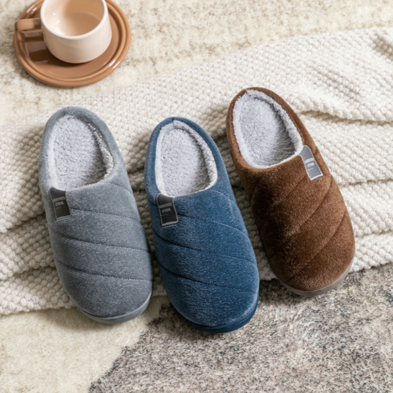 Men's Winter Plush Slippers -  - Insole Memory Foam avaliação e preço